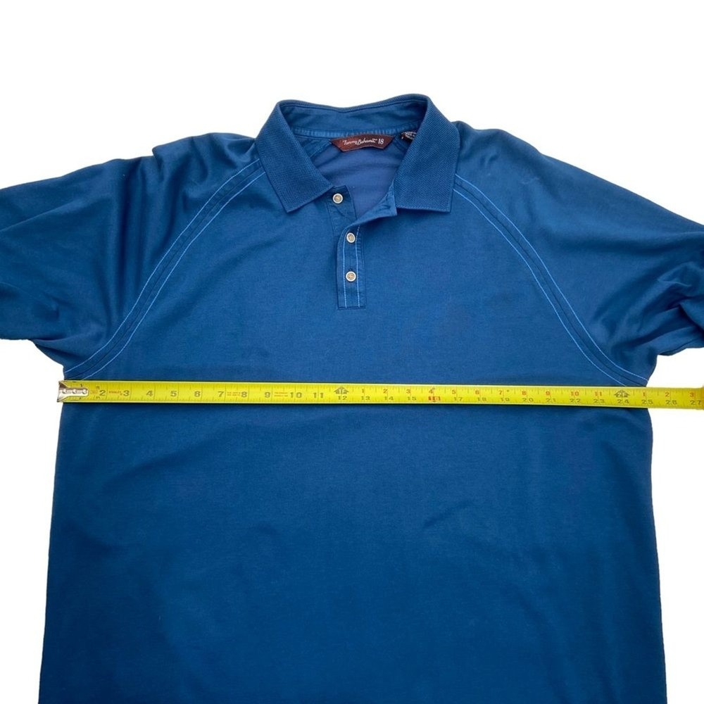 Tommy Bahama Golf 18 Mens XL Blue Short Sleeve Polo Shirt Raglan Contrast Stitch - Picture 6 of 8